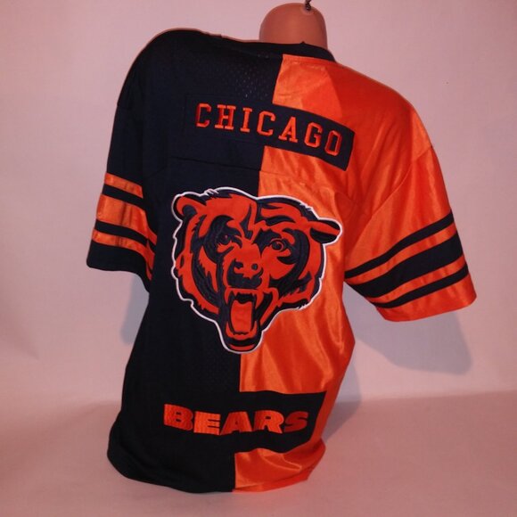 Chicago Bears Jersey NFL Football Mens Navy Blue Orange 50/50 Short Sleeve Crew - Picture 10 of 16